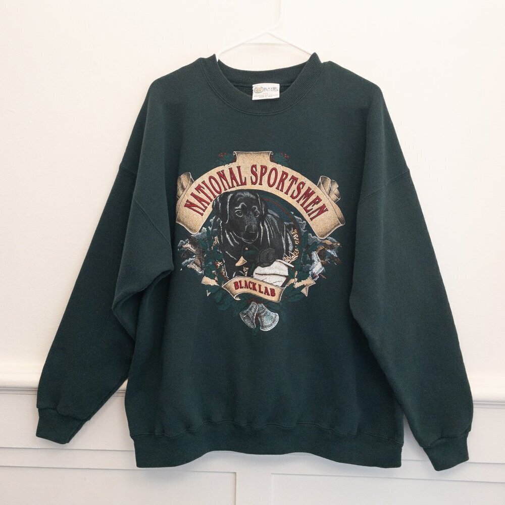 Vintage Players Van Heusen “National Sportsmen” Crewneck | Black Lab Graphic XXL - Picture 2 of 4